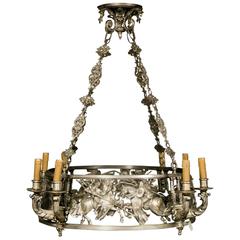 Antique Refined Medieval Revival Chandelier with Knights, 19th Century