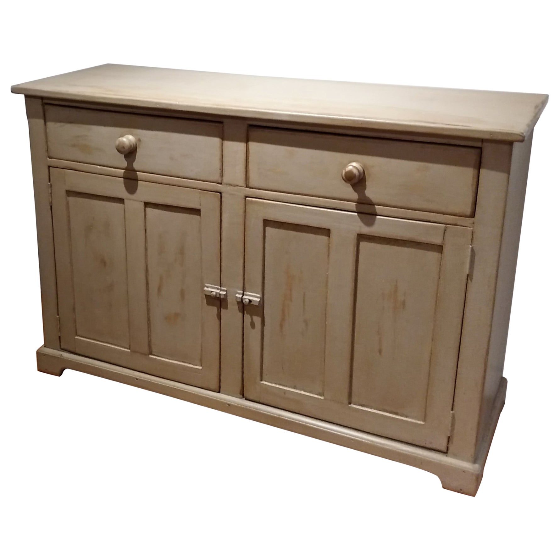 2Door, 2Drawer Original Painted Buffet with Railing For Sale at 1stDibs
