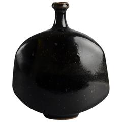 Stoneware Bottle with Black Glaze by Karl Scheid, 1977