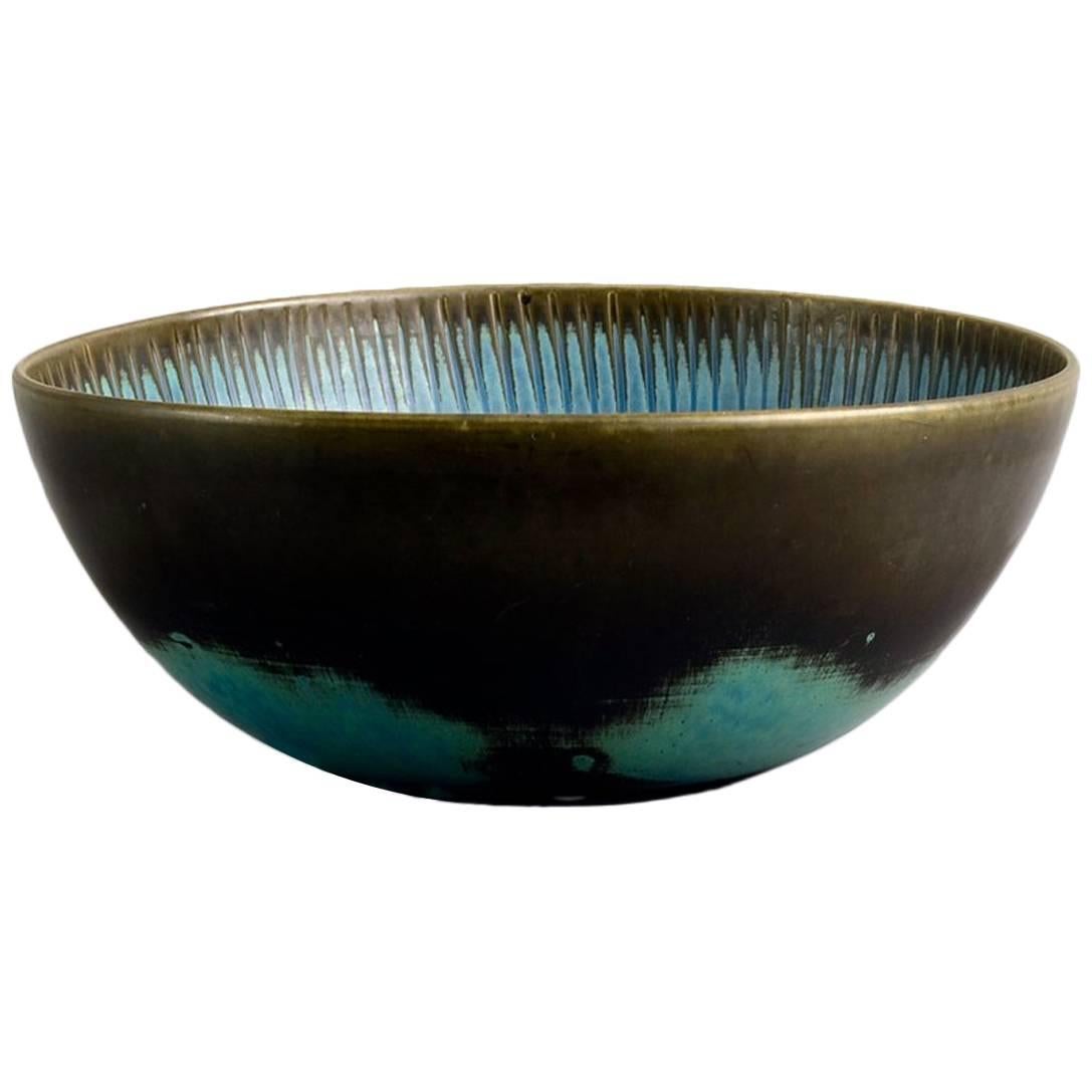 Large Unique Stoneware Bowl by Stig Lindberg for Gustavsberg For Sale