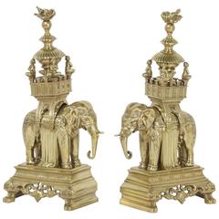 Impressive Antique English Cast Brass Elephant Garnitures