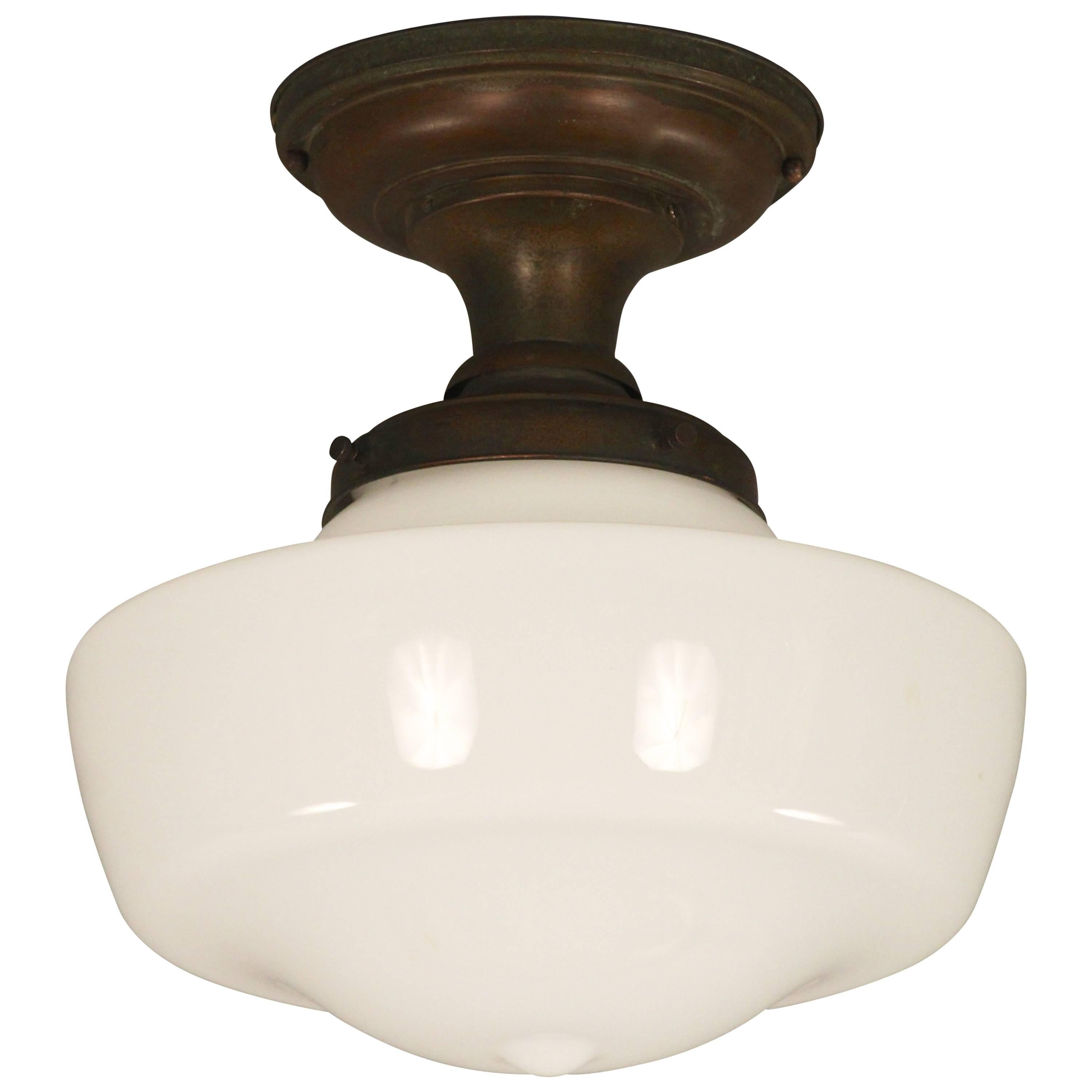 1930s Ceiling Mount with Milk Glass Globe For Sale