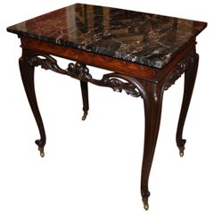 19th Century English Carved Rosewood Mixing Table with Marble Top