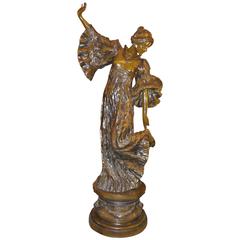 Art Nouveau Female Figure Bronze Sculpture