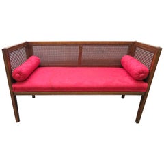 Gorgeous Hollywood Regency Boxy Caned Bench Mid-Century Modern