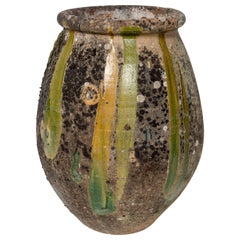 Antique Biot Jar with Green Glaze