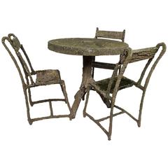 Set of Very Early Faux Bois Furniture, Three Chairs and a Table 7