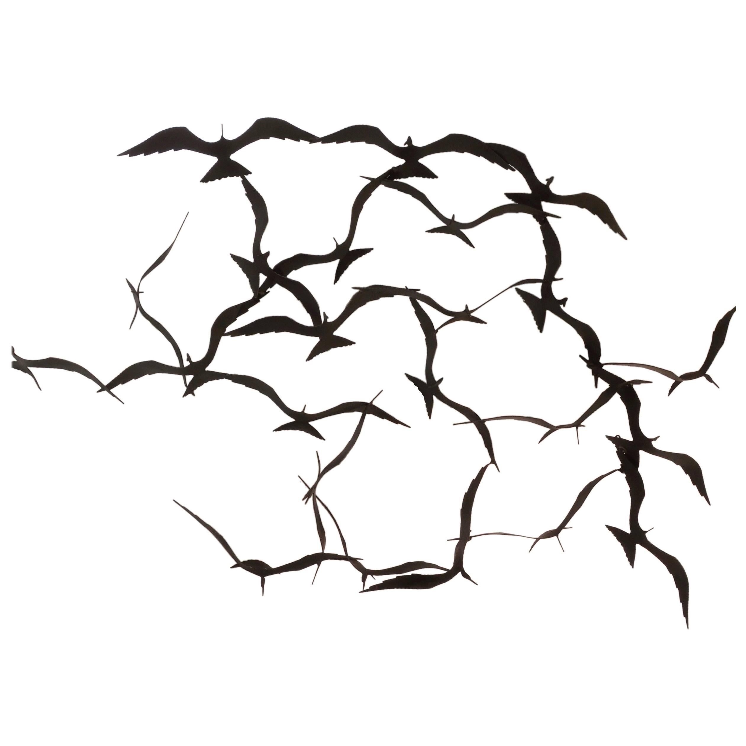 Flock of Seagulls Black Brass Sculpture by Bijan