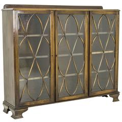 Antique Scottish Three-Door Mahogany Bookcase, Display, China Cabinet