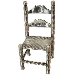 Exceptional 18-19th.C Sterling Silver Miniature Ladder Back Chair, 12 Hallmarks 7