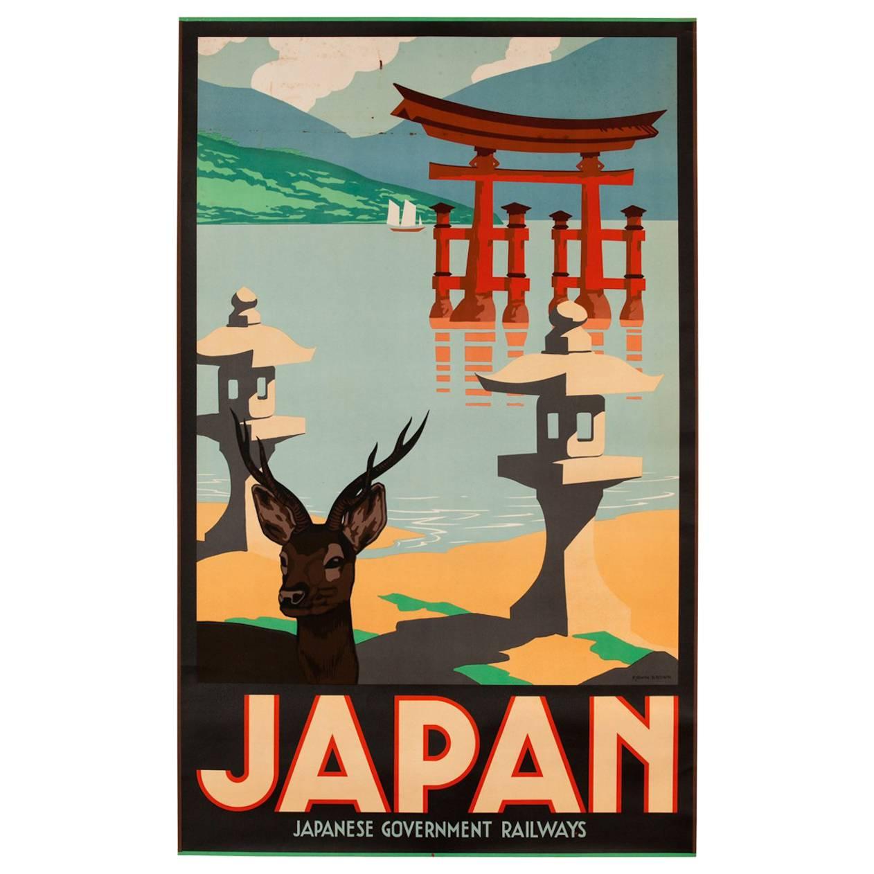 1930s Japanese Railway Poster, Toril Gate For Sale