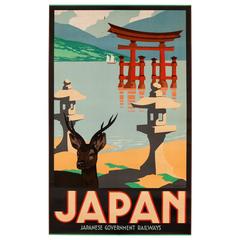1930s Japanese Railway Poster, Toril Gate