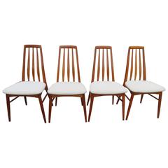 Lovely Set of Four Teak Eva Dining Room Chairs by Niels Koefoed, 1960s