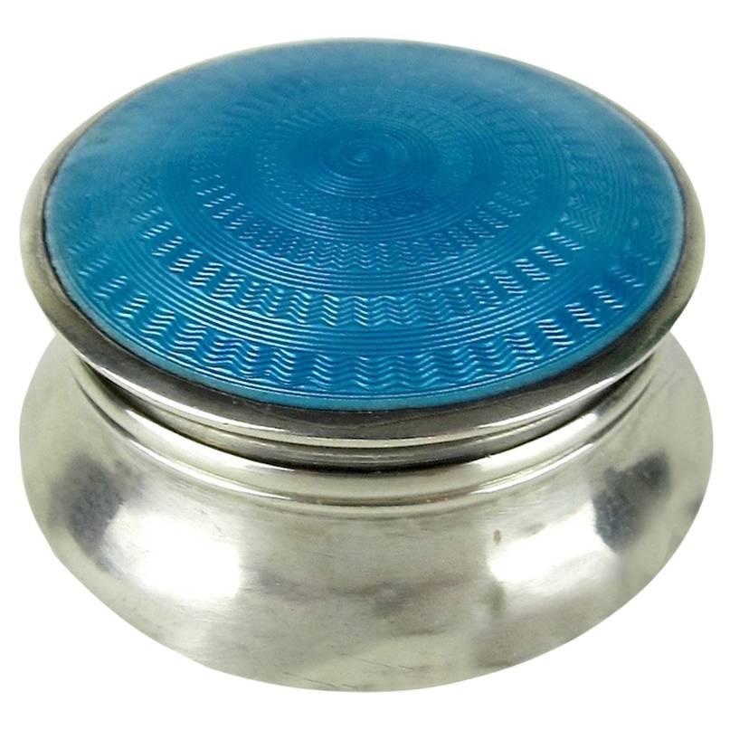 Lawrence Emanuel Sterling Silver Pill Box with Guilloche Enamel