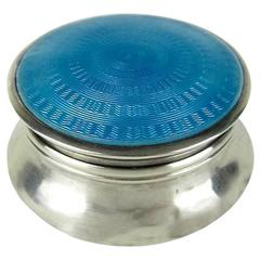 Antique Lawrence Emanuel Sterling Silver Pill Box with Guilloche Enamel