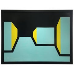 Pittura astratta originale con smalto su masonite di Rick Orr