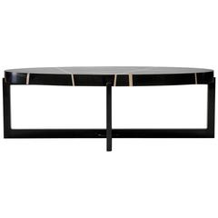 Ray Oval Cocktail Table in Genuine Gabon Ebony and Bronze by Newell Design