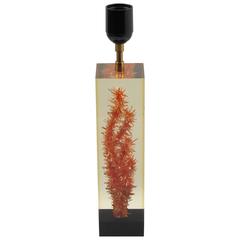 Resin Table Lamp by Pierre Giraudon with Faux Coral Inclusion, France, 1960s 3