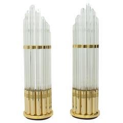 Pair of Murano Glass Table Lamps with Gilded Base, Italy, 1970s 9