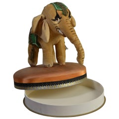 Retro Art Deco Neuhaus Chocolate Box with Stuffed Elephant Figurine on top , 1930s