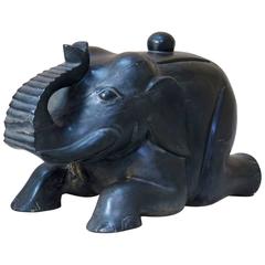 Large Ebonized Wooden Elephant Chest, circa 1940s 6