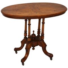 Antique Victorian Inlaid Walnut Occasional Table
