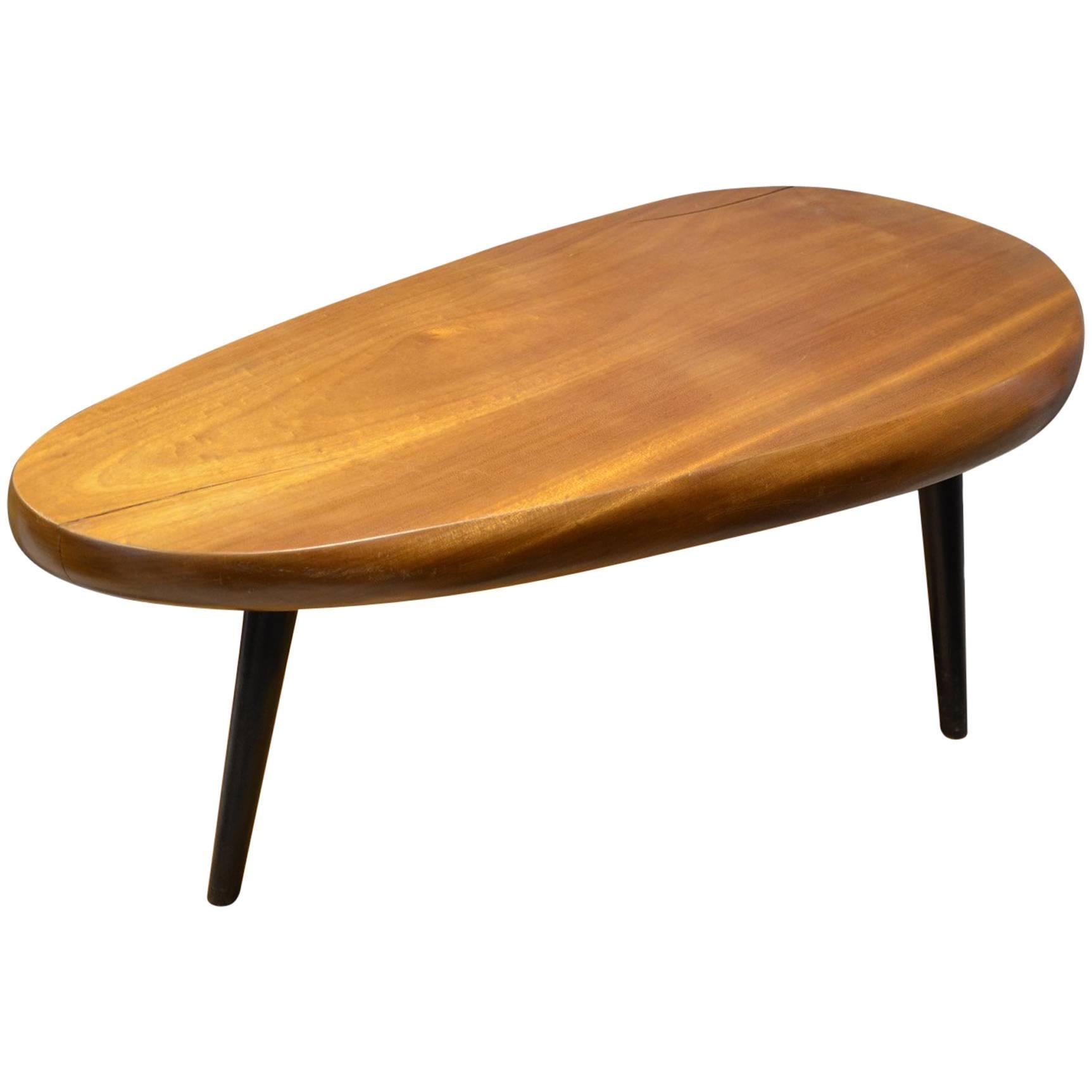 Beautiful Mahogany Cocktail Table in the Style of Charlotte Perriand For Sale