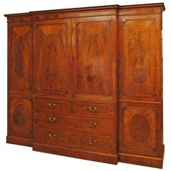 Superb George III Period Mahogany Breakfront Linen Press