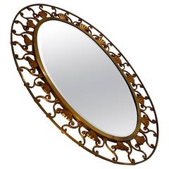 Antique Bronze Mirror by Moderna, circa 1940s, Italy