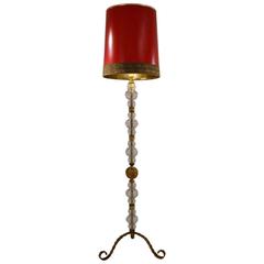 French, Art Deco Glass Cased and Bronze Floor Lamp, circa 1940s
