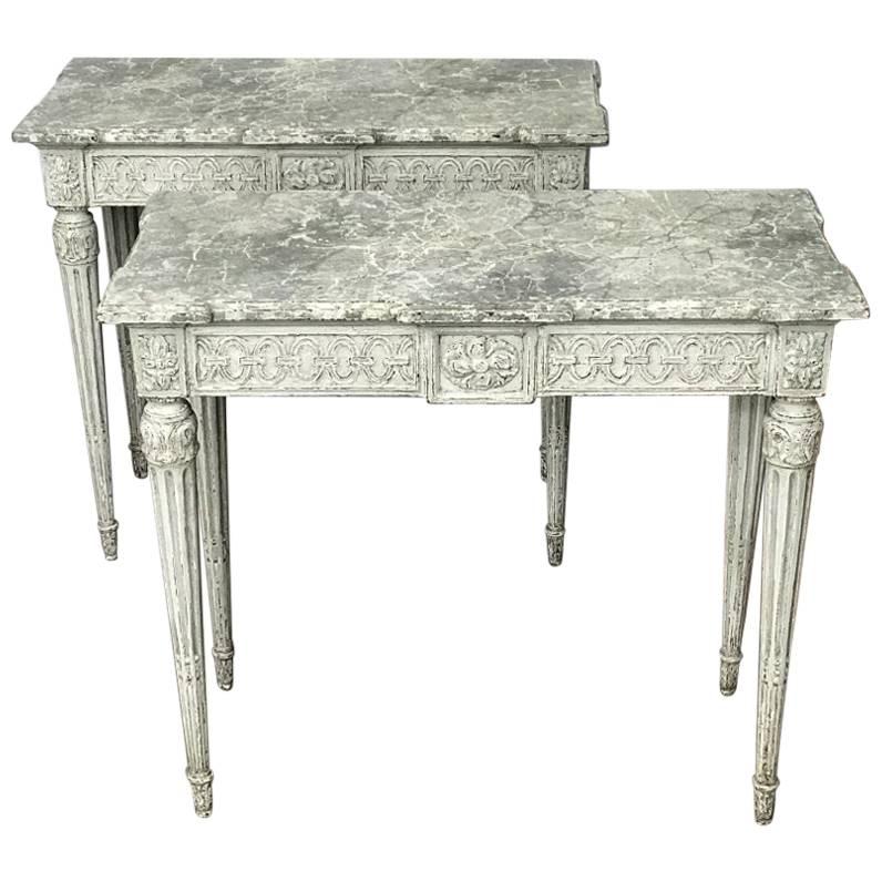 Pair of French Louis XVI Style Consoles, 19th Century