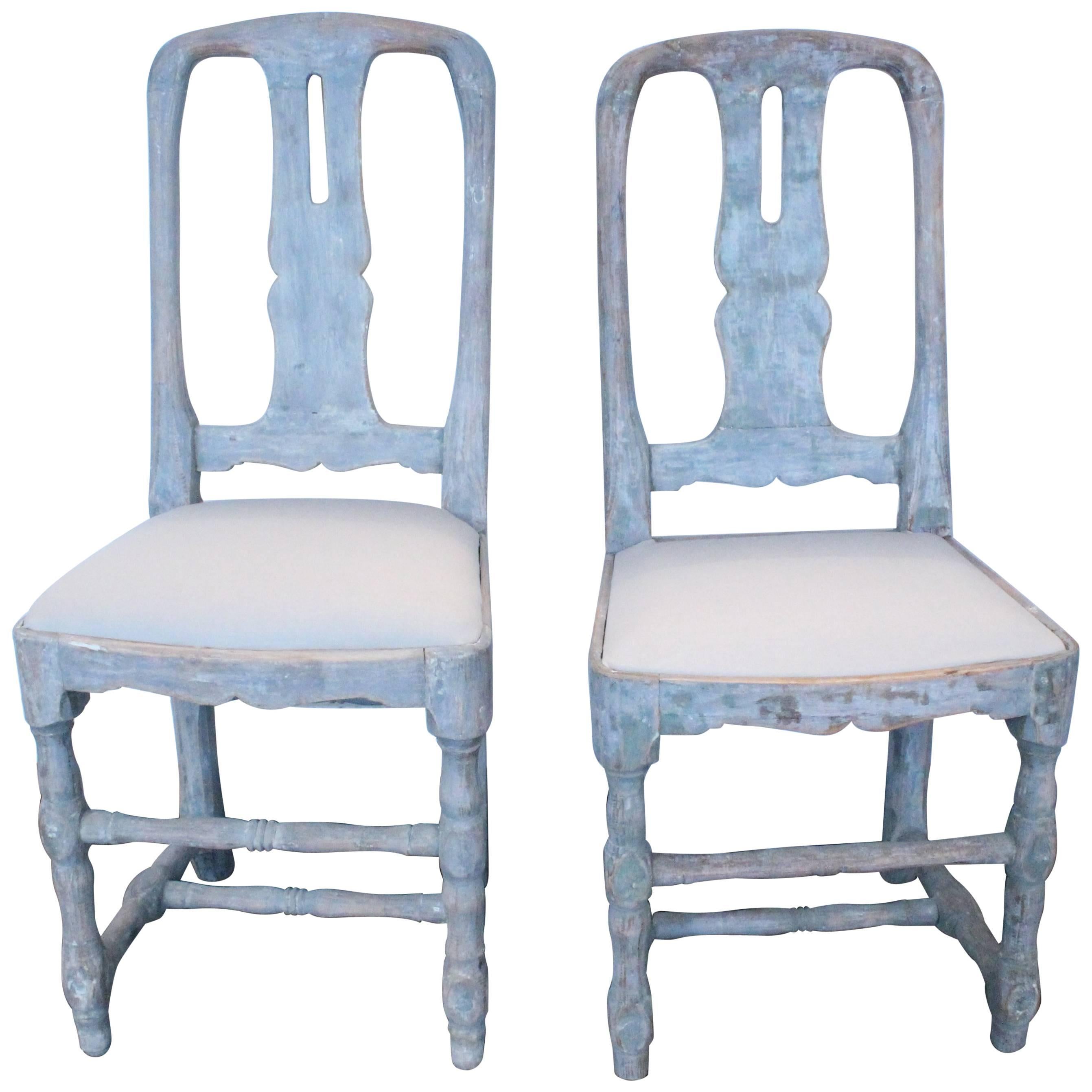 Pair of 18th Century Swedish Late Baroque Chairs For Sale