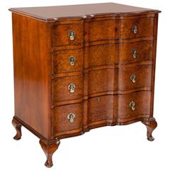 Fine Burr Walnut Shaped Front Chest of Drawers