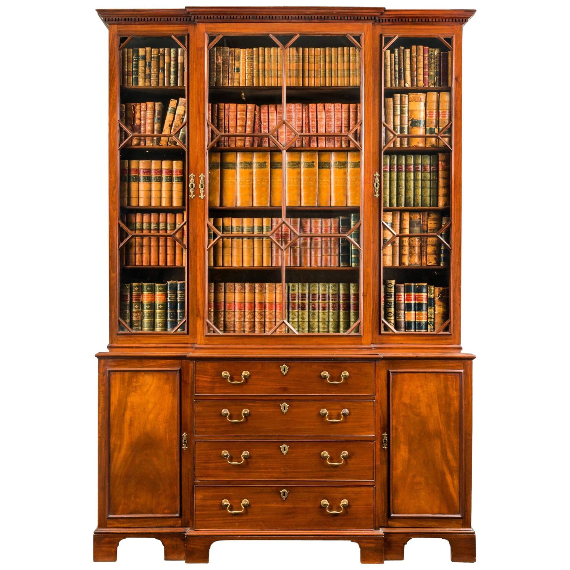 Georgian Mahogany Breakfront Bookcase