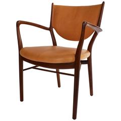 Finn Juhl NV46 Chair in Teak and Natural Leather for Niels Vodder