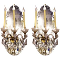 Nice Pair of Maison Bagues Wall Lights, France, Late 1960s