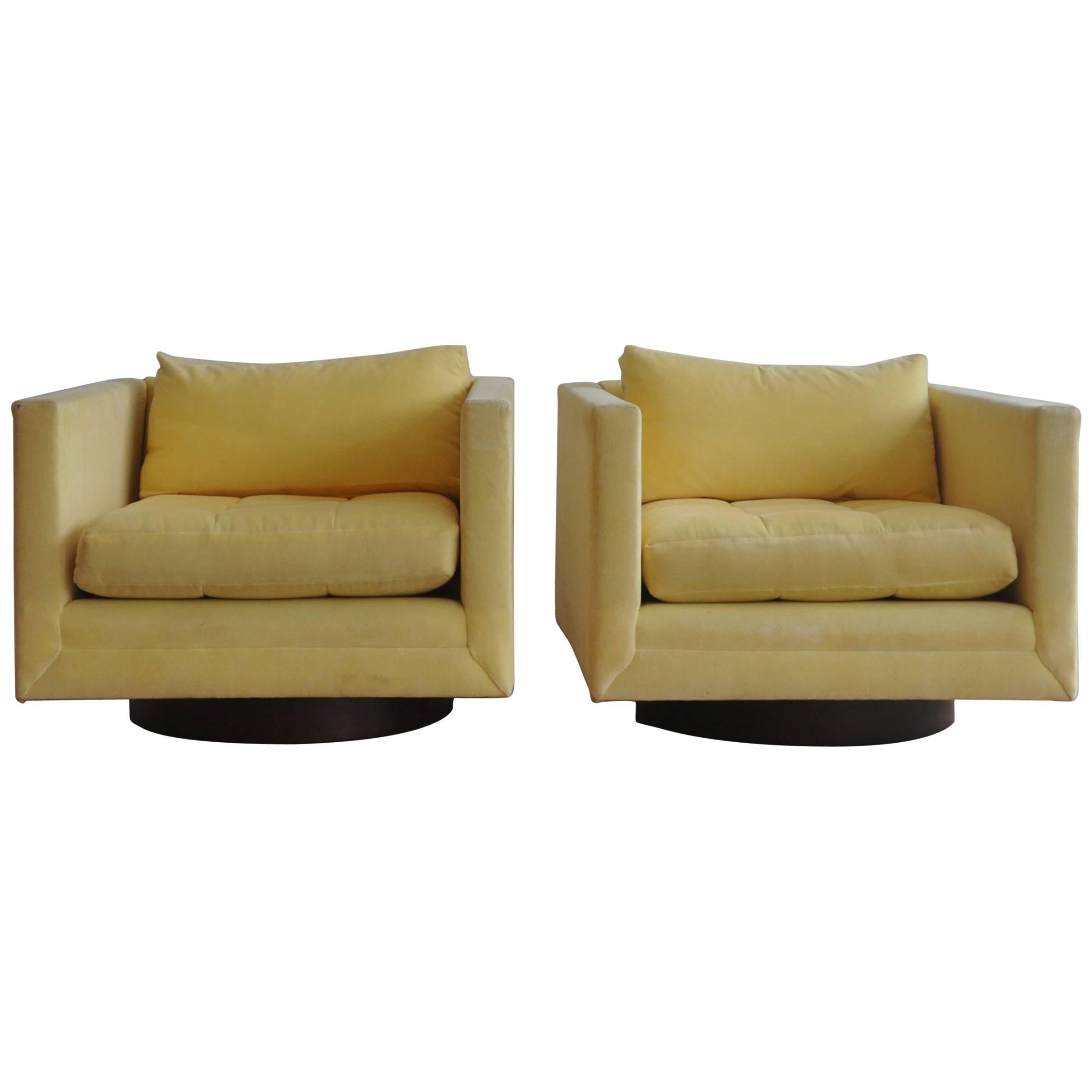 Pair of Harvey Probber Swivel Cube Chairs
