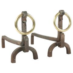 Pair of 1950s Andirons by Jacques Adnet, France