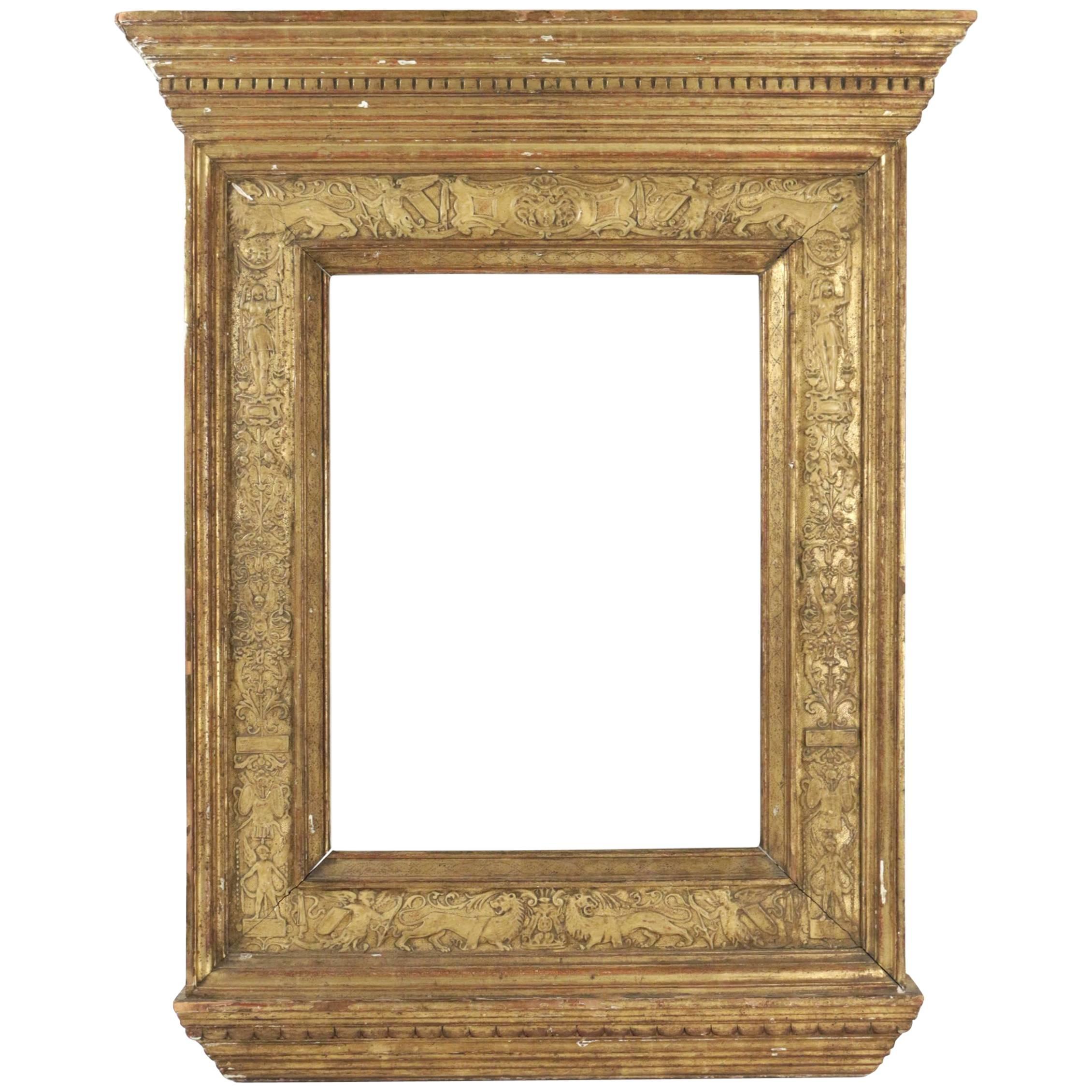 Italian Renaissance Style Frame Mounted as Mirror, Italy, Late 19th Century