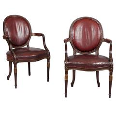 Pair of English Mahogany and Leather Armchairs in the Neoclassical Style 7