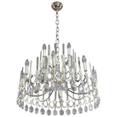 Huge Gaetano Sciolari Large Three-Tier Modernist Crystal Chandelier, Italy, 1960 2