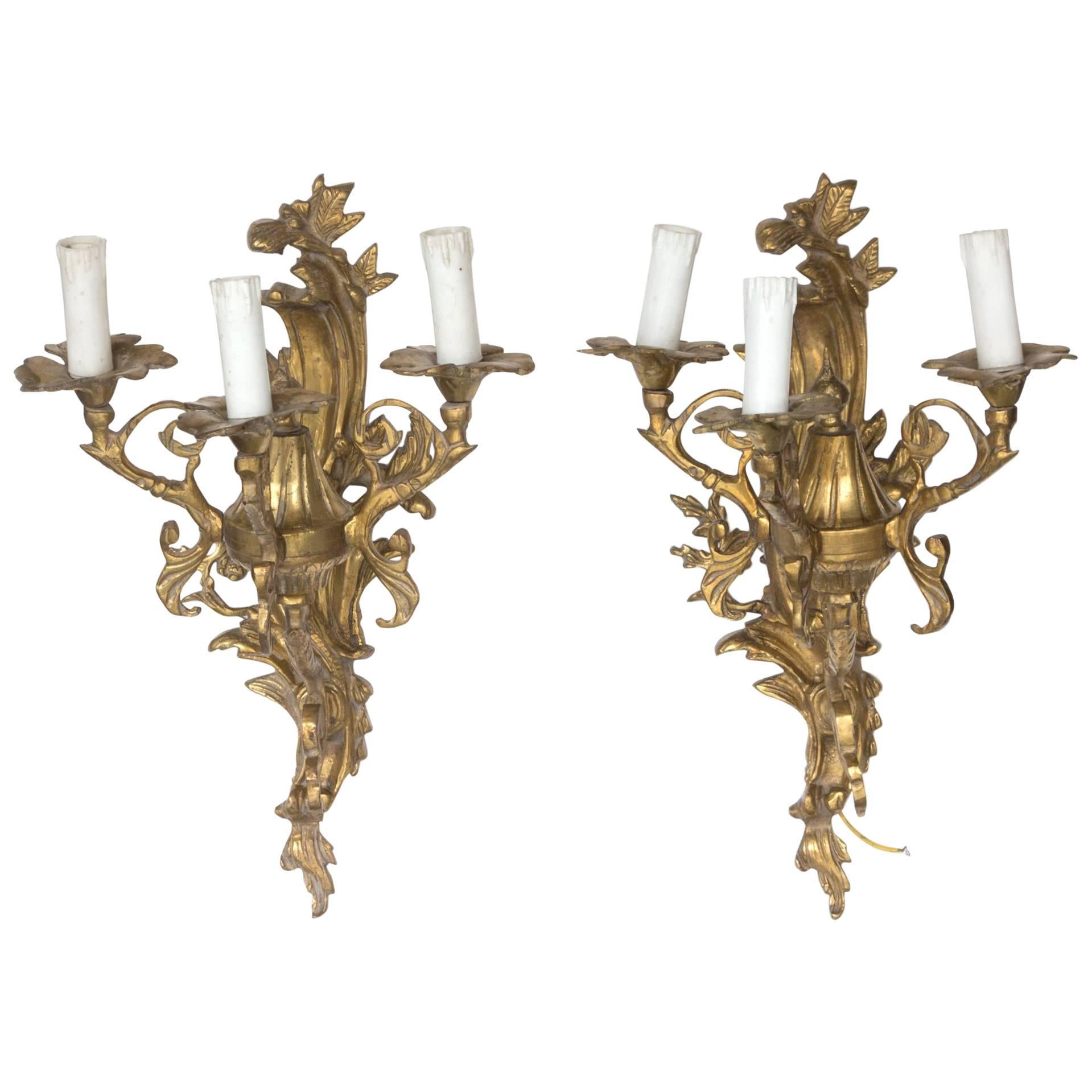 19th Century Bronze French Wall Girandoles For Sale