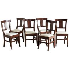 Set of Six Linda Horn Traditional Tuscan Style Walnut Dining Chairs