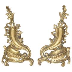 19th Century Gilded Bronze French Andirons
