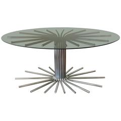 Spectacular Mid-Century Chrome Starburst Dinning Table with Smoked Glass Top 6