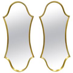 Pair of Shaped Wood Frame Gold Leaf, Wall Mirrors Attributed Labarge 8