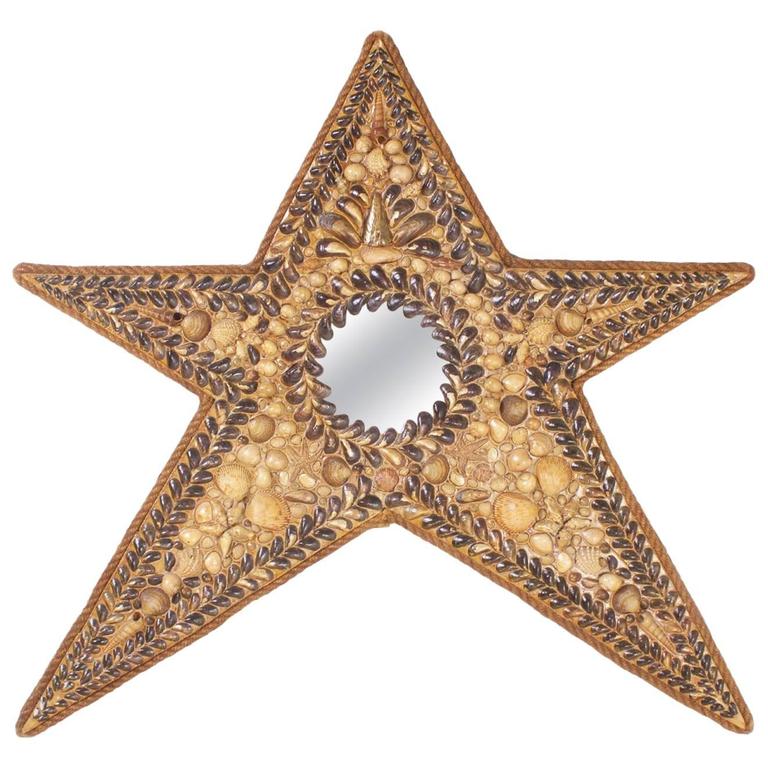Star Shaped Shell Inlaid Wall Mirror at 1stdibs