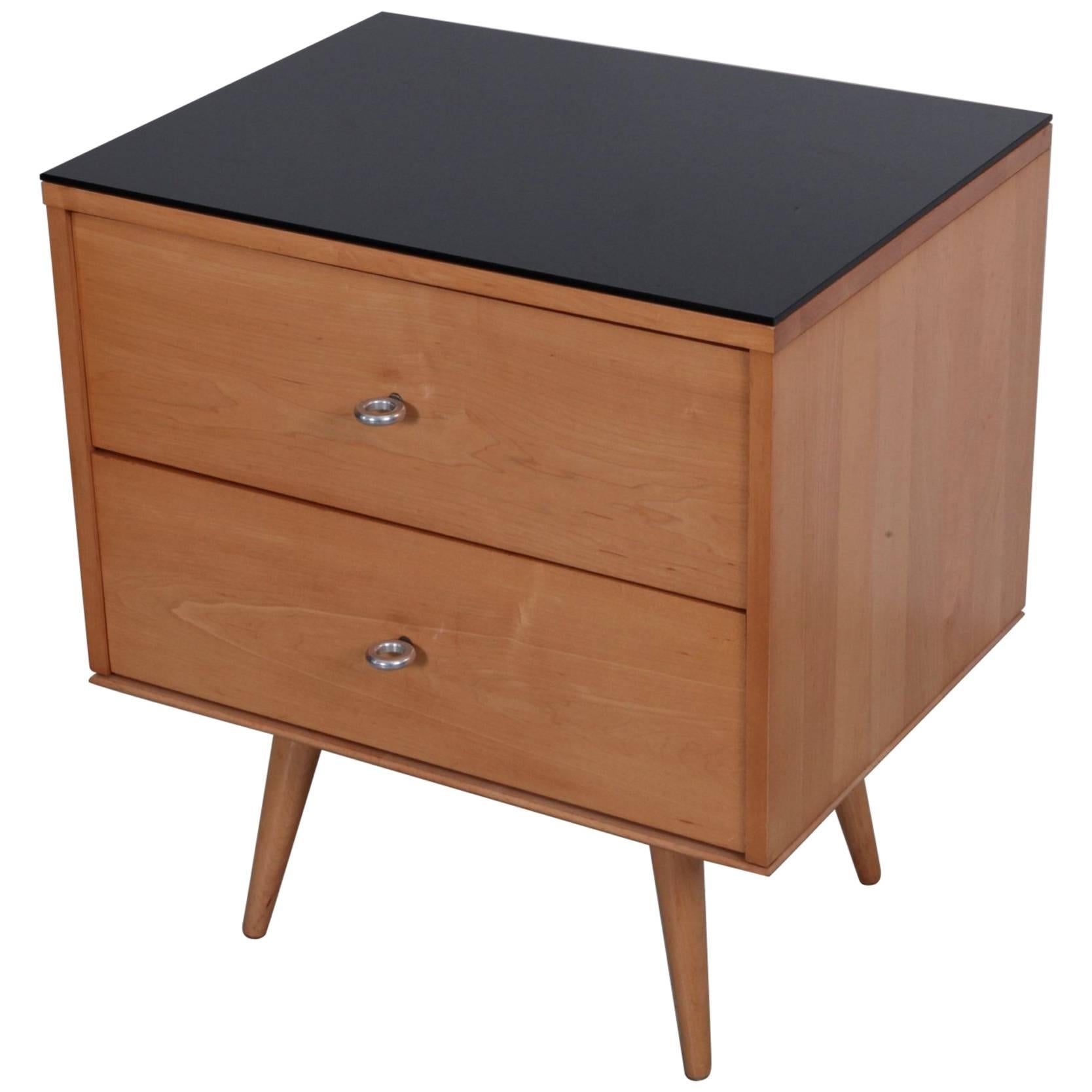 Paul McCobb Two-Drawer on Bench with Black Vitrolite Top