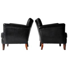 Pair of Petite Leather Club Chairs
