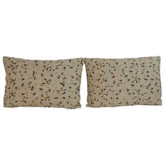 Pair of Irish Linen Embroidered Vintage Decorative Pillows 5